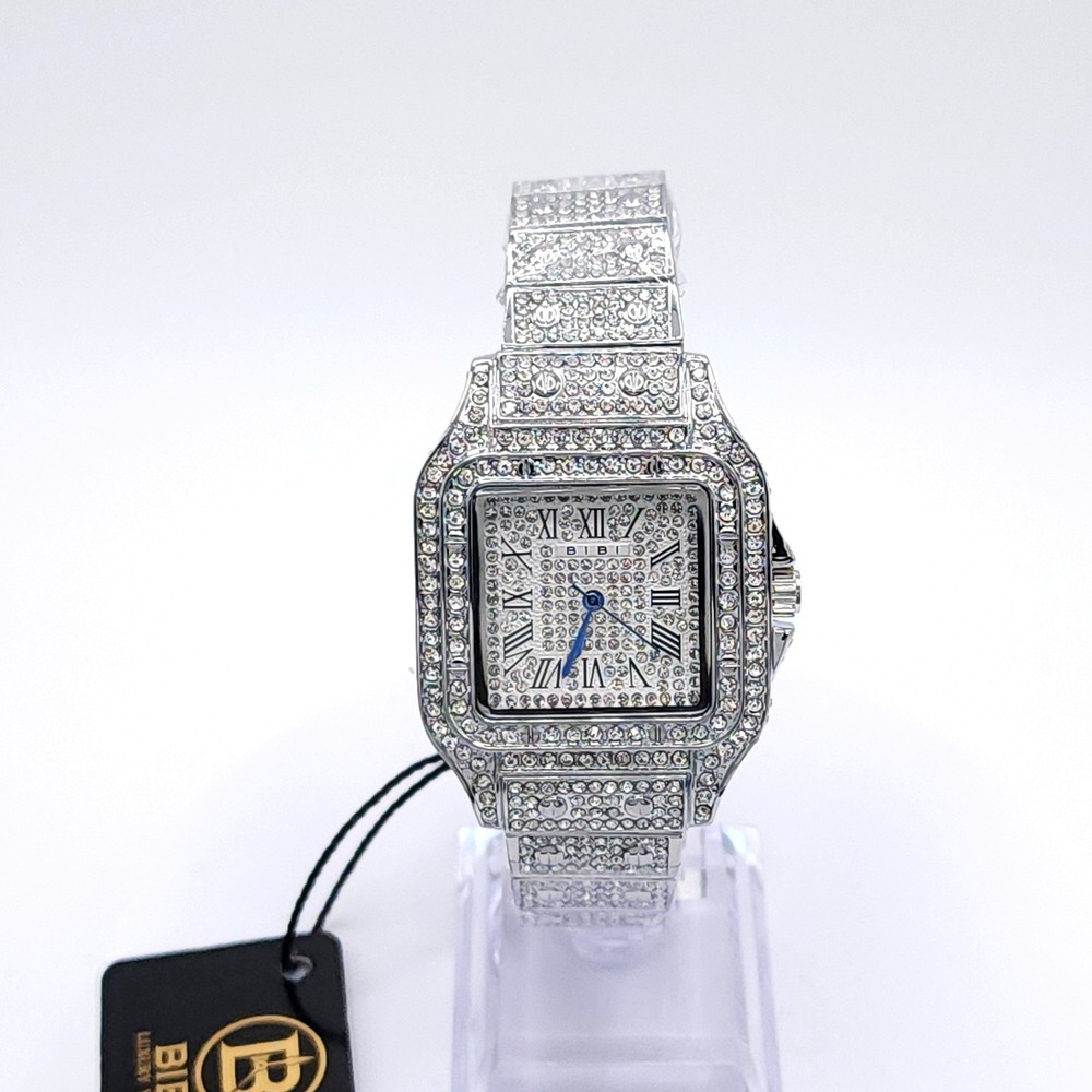 BIBI Iced Out Crystal Watch Silver 34mm - Picture 5 of 17